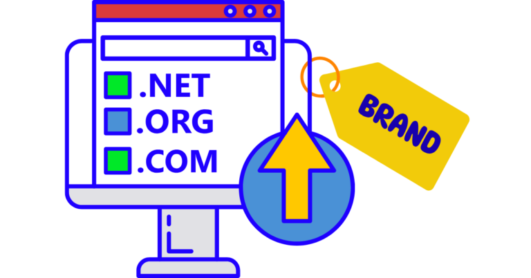 Domain Name Icon and The word Brand on brandable domain name