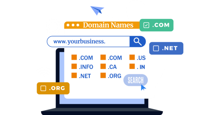 Domain names availability search illustration