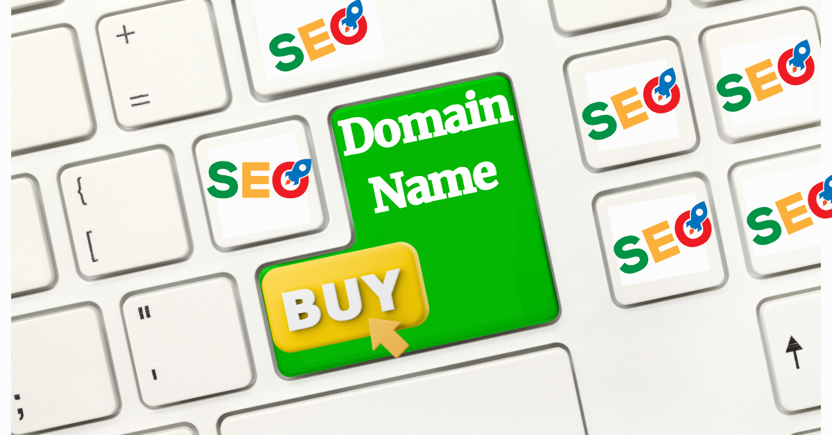 White conceptual keyboard - Buy Domain Name and SEO keys