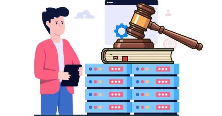 Authoritative pixel art gavel striking a law book, symbolizing justice, legal proceedings, and court decisions, perfect for law firms and legal content alongside a webhosting visual. Law firms hosting