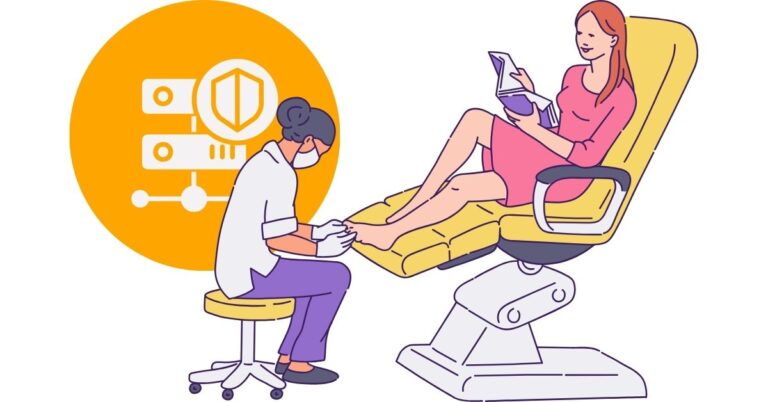 Beauty Spa Pedicure Scene alongside a webhosting icon salon and spa hosting